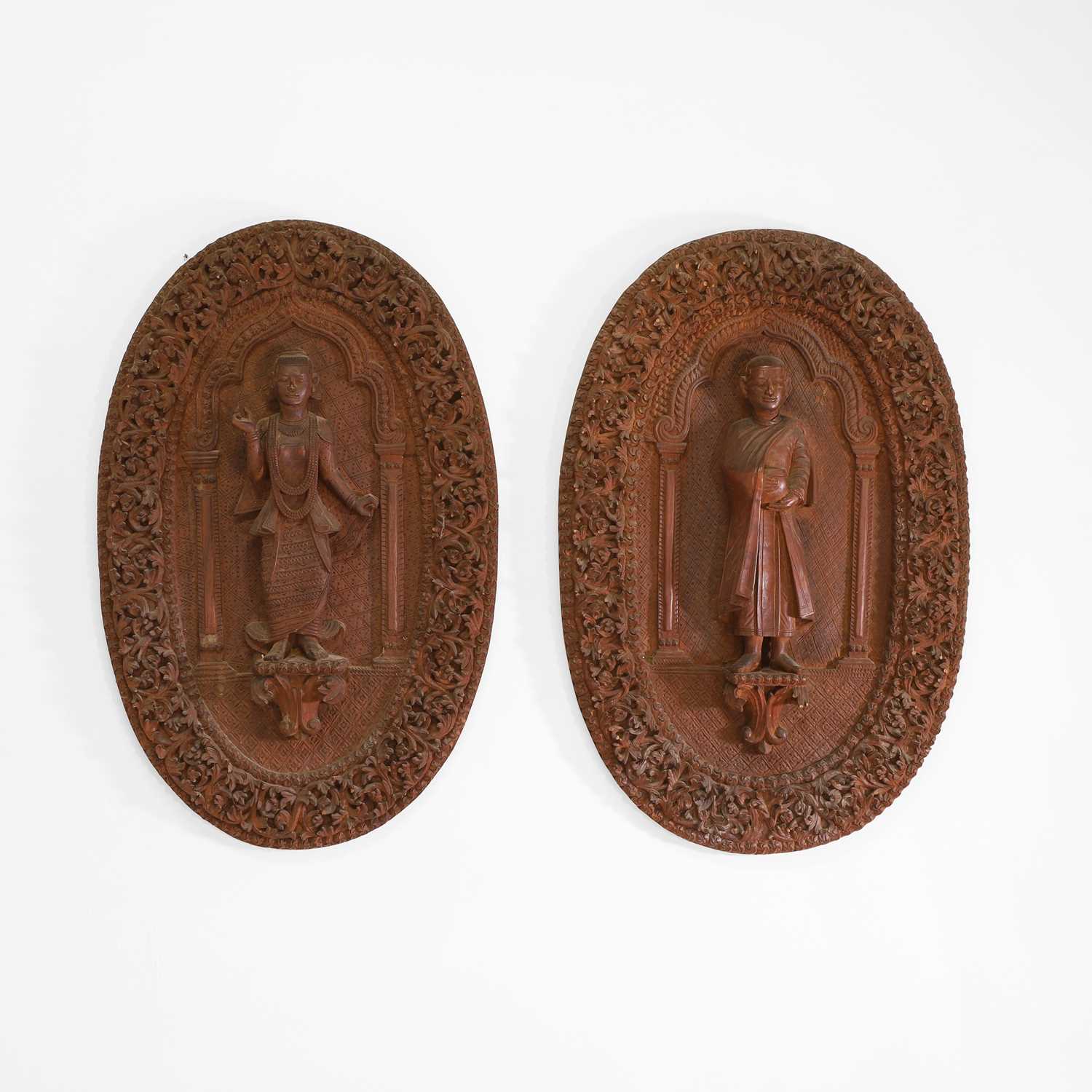 Lot 130 - A pair of hardwood panels
