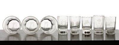 Lot 284 - A group of engraved glass tumblers