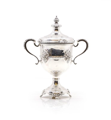 Lot 53 - A silver trophy cup and cover