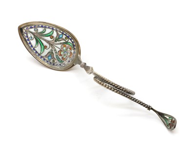 Lot 50 - A sterling silver and enamel loop spoon