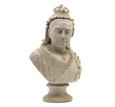 Lot 275 - A large Robinson and Leadbetter Parian bust of Queen Victoria