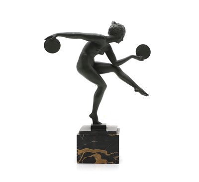 Lot 414 - A French Art Deco patinated metal figure 'The Disc Dancer'