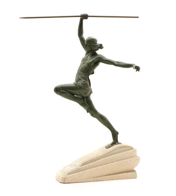 Lot 421 - An Art Deco patinated metal figure 'The Javelin Thrower'