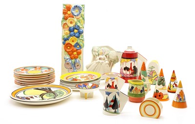 Lot 301 - A collection of Clarice Cliff and Wedgwood pottery items