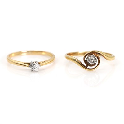 Lot 1293 - Two diamond single stone rings