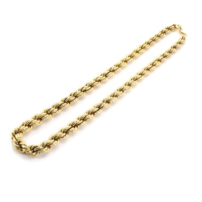 Lot 1399 - A 9ct gold rope twist link necklace