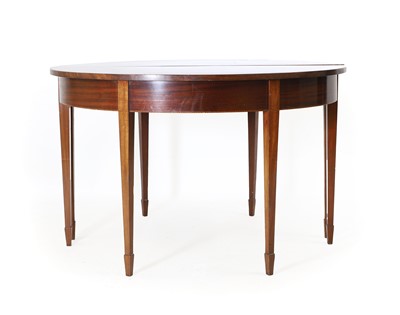 Lot 623 - A pair of mahogany demilune side tables