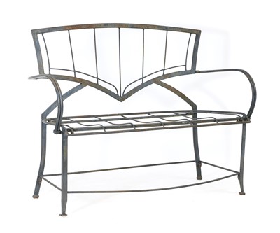 Lot 607 - A painted metal garden bench