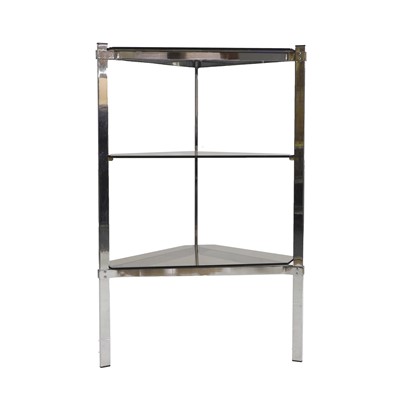 Lot 730 - A Merrow Associates chrome and glass corner unit