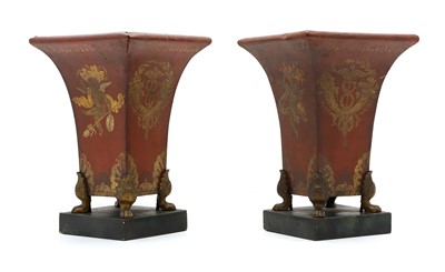 Lot 315 - A pair of Regency style toleware jardinières