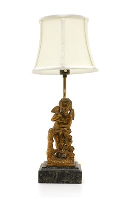 Lot 411 - A gilt bronze table lamp