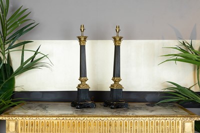 Lot 26 - A pair of Louis Philippe bronze table lamps