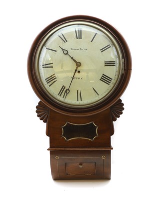 Lot 300A - A mahogany and brass inlaid drop dial wall clock