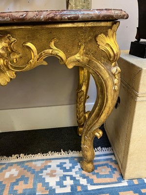 Lot 157 - A Louis XV giltwood console table