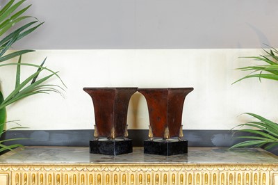 Lot 61 - A pair of French Empire-style toleware jardinières