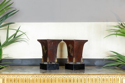 Lot 61 - A pair of French Empire-style toleware jardinières