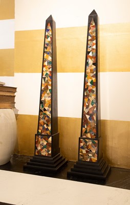 Lot 373 - A monumental pair of grand tour-style black marble obelisks