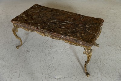 Lot 20 - A fossilised ammonite marble and gilt-brass coffee table