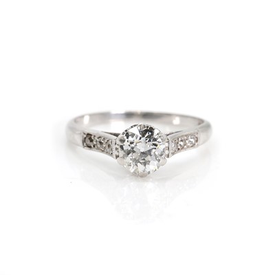 Lot 1108 - A platinum and diamond single stone ring