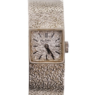 Lot 1500 - A ladies' 9ct white gold Bueche Girod mechanical bracelet watch