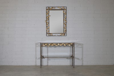 Lot 571 - A Roche Bobois faux bamboo mirror and console