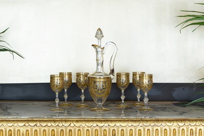 Lot 153 - A Saint Louis ‘Congress’ glass decanter and six glasses