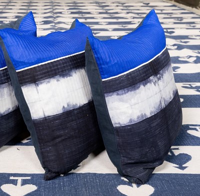 Lot 770 - Two part-indigo-dyed cushions