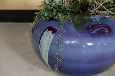 Lot 60 - A large blue oxblood-glazed jar