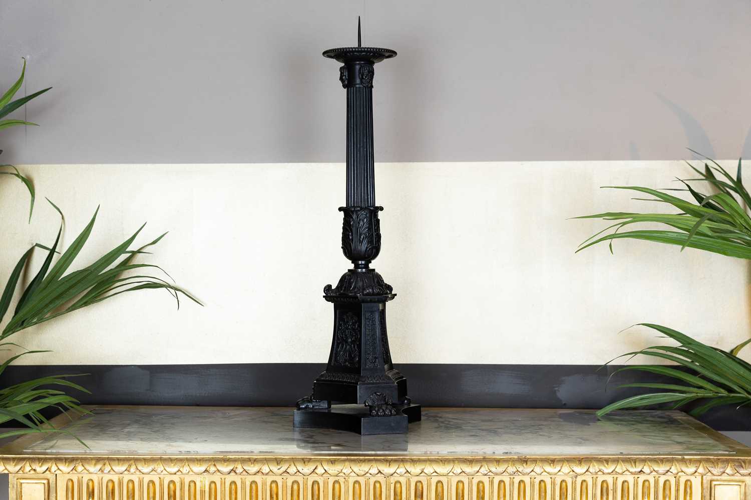 Lot 18 - A large Empire-style pricket candlestick