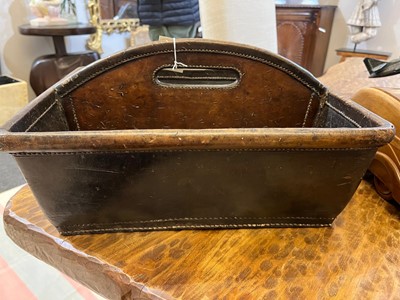 Lot 55 - A leather cutlery tray