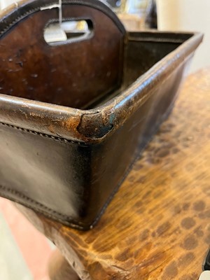 Lot 55 - A leather cutlery tray