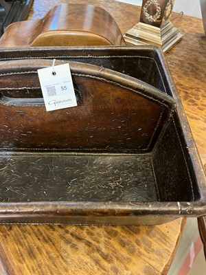 Lot 55 - A leather cutlery tray