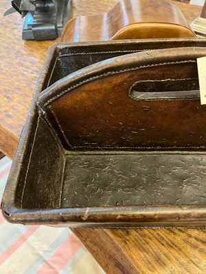 Lot 55 - A leather cutlery tray