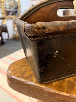 Lot 55 - A leather cutlery tray