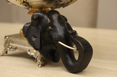 Lot A carved ebony elephant head