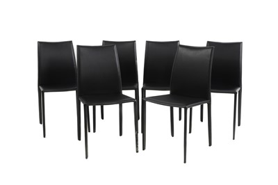 Lot 458 - A set of six modern leather dining chairs