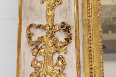 Lot 491 - A large Louis XVI-style painted and parcel-gilt wooden pier mirror