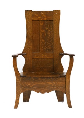 Lot 426 - An Arts and crafts oak hall chair