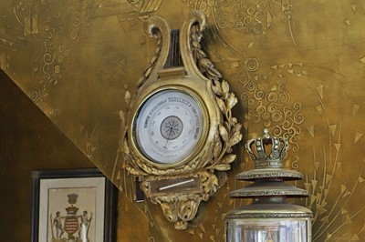 Lot 10 - A Louis XVI-style giltwood aneroid barometer