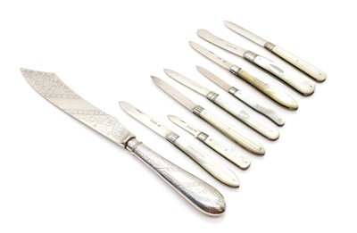 Lot 28 - A collection of silver and mother of pearl knives