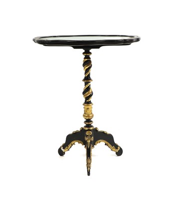 Lot 442 - Victorian ebonised and parcel gilt tripod table