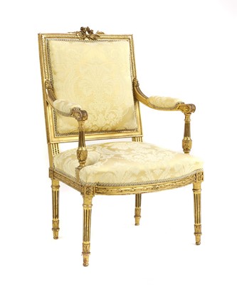 Lot 440 - A French design giltwood fauteuil