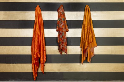 Lot 98 - Three silk phulkari embroidered cloths