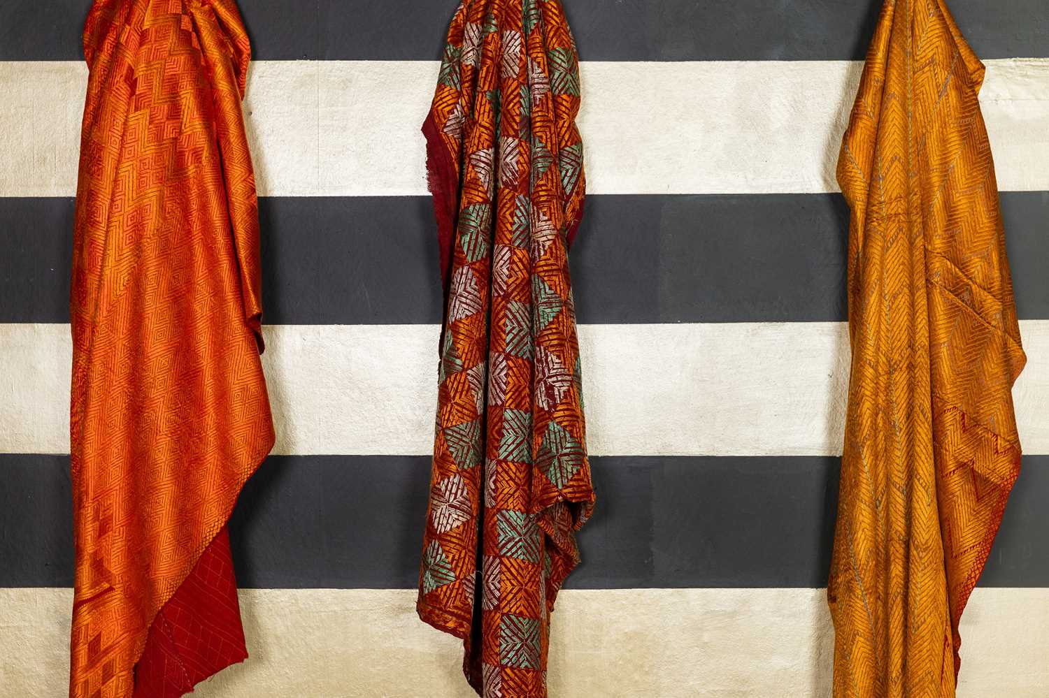 Lot 98 - Three silk phulkari embroidered cloths