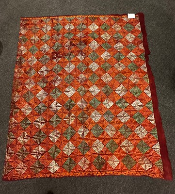 Lot 98 - Three silk phulkari embroidered cloths