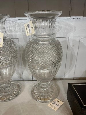 Lot 154 - A near pair of Baccarat ‘Edwige’ cut-glass vases