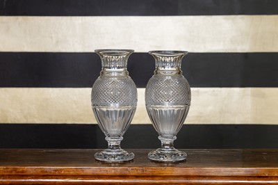 Lot 154 - A near pair of Baccarat ‘Edwige’ cut-glass vases