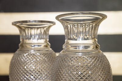 Lot 154 - A near pair of Baccarat ‘Edwige’ cut-glass vases
