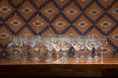 Lot A set of eighteen wine glasses