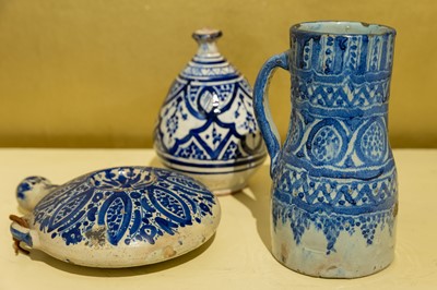 Lot 668 - A group of Moroccan blue and white pottery